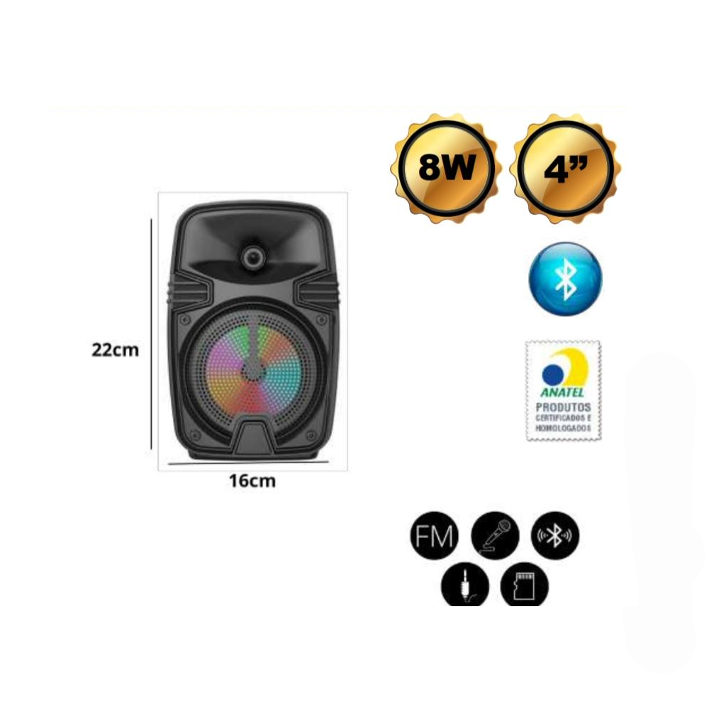 Caixa de som Bluetooth LED RGB 1461