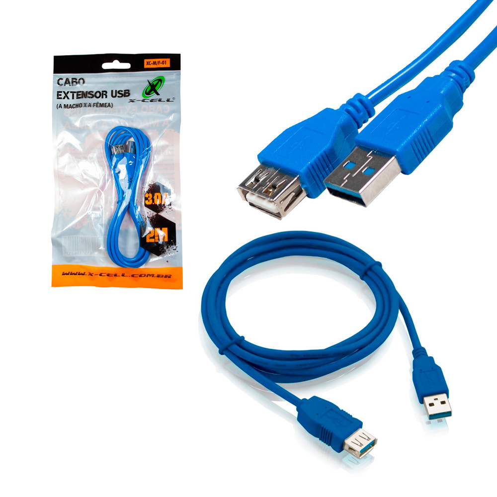 Cabo Extensor USB Macho x Fêmea 2m XC-M/F-01