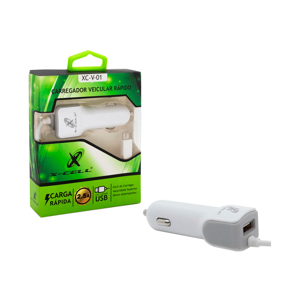 Carregador Veicular Micro USB + 1USB XC-V-01