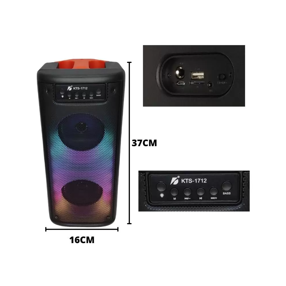 Caixa de som Bluetooth LED RGB KTS-1712