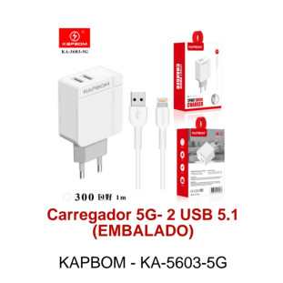 Carregador 5G - USB 5.1 (Embalado)  KABOM - KA-5603-5G